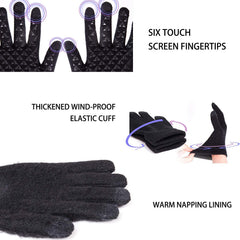 Winter Thermal Knitted Touch Screen Gloves for Running Driving Hiking