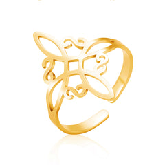 Irish Celtic Knot Ring Stainless Steel Adjustable Women's Cross Amulet Ring