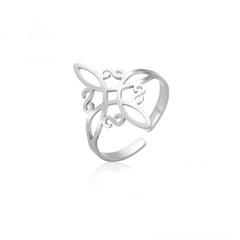 Irish Celtic Knot Ring Stainless Steel Adjustable Women's Cross Amulet Ring