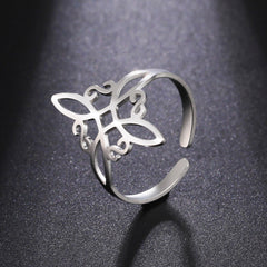 Irish Celtic Knot Ring Stainless Steel Adjustable Women's Cross Amulet Ring