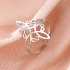 Irish Celtic Knot Ring Stainless Steel Adjustable Women's Cross Amulet Ring