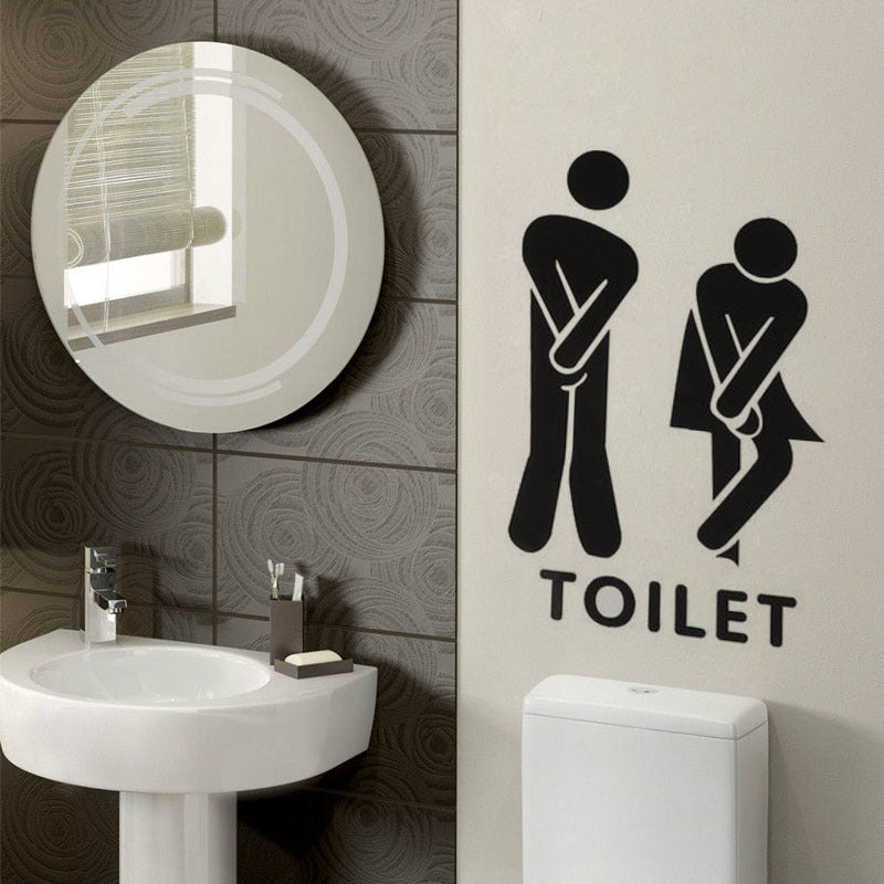 Funny Toilet Entrance Sign Vinyl Sticker Bathroom Door Decor