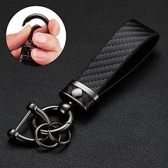 Carbon Fiber Style Microfiber Leather Key Chain for Men and Women