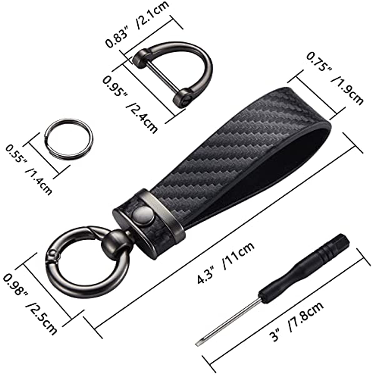 Carbon Fiber Style Microfiber Leather Key Chain for Men and Women