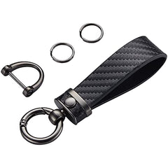 Carbon Fiber Style Microfiber Leather Key Chain for Men and Women