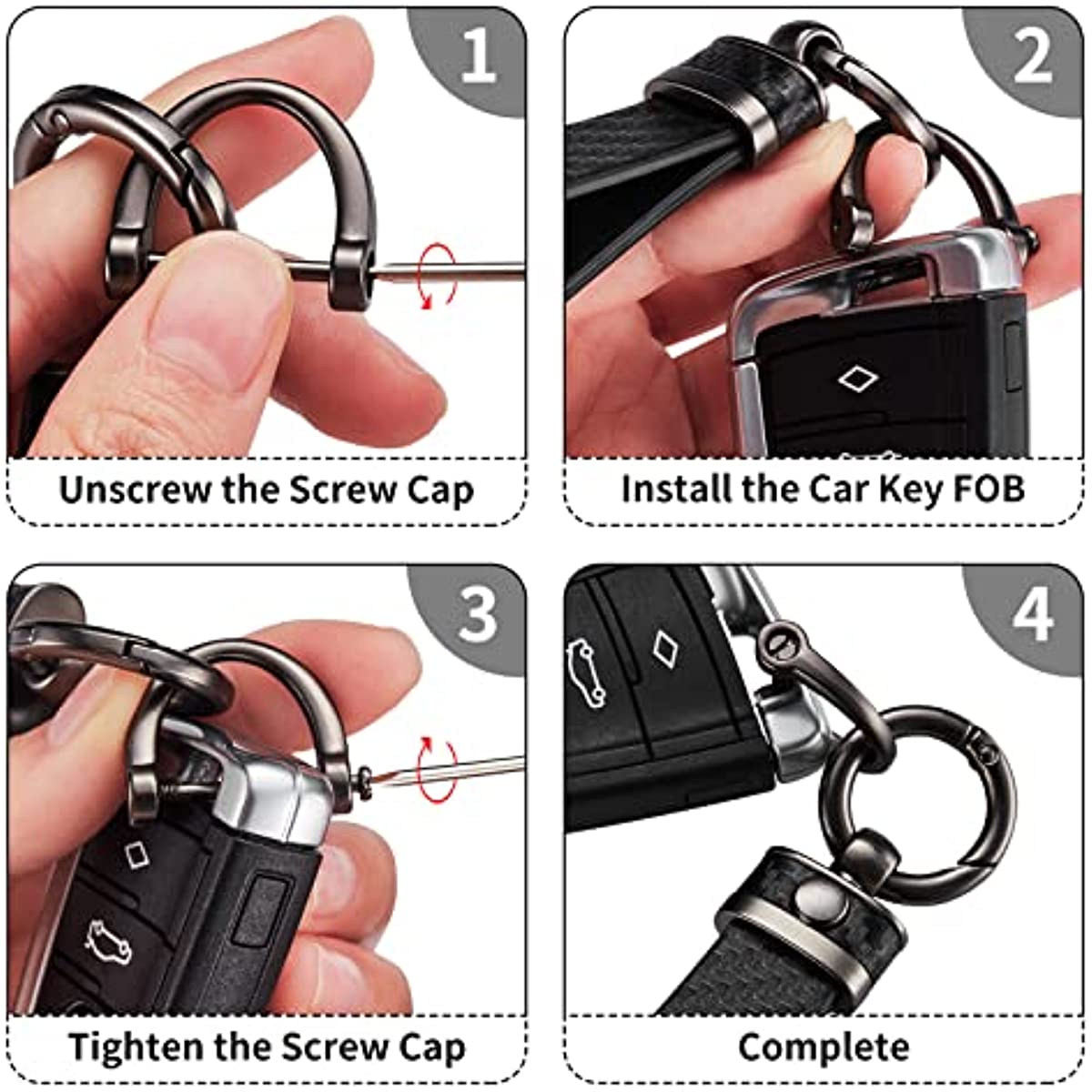 Carbon Fiber Style Microfiber Leather Key Chain for Men and Women