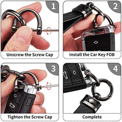Carbon Fiber Style Microfiber Leather Key Chain for Men and Women