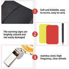 Soccer Referee Card Set with Metal Whistle and Red Yellow Cards