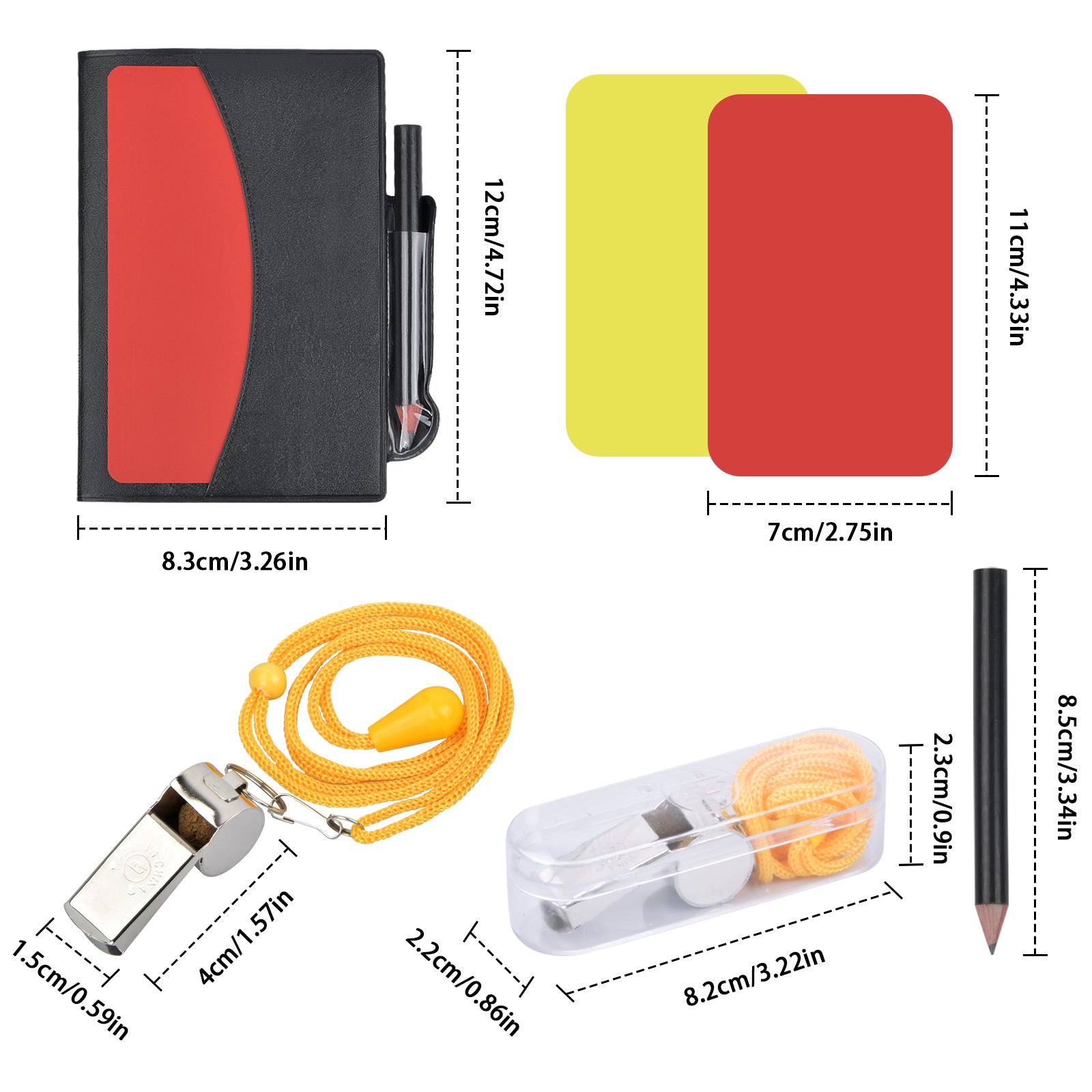 Soccer Referee Card Set with Metal Whistle and Red Yellow Cards