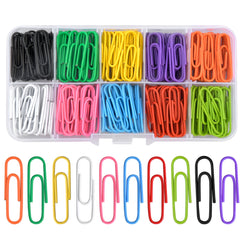 250pcs Coloured Paperclips Set 28mm Metal Coated in Plastic Box