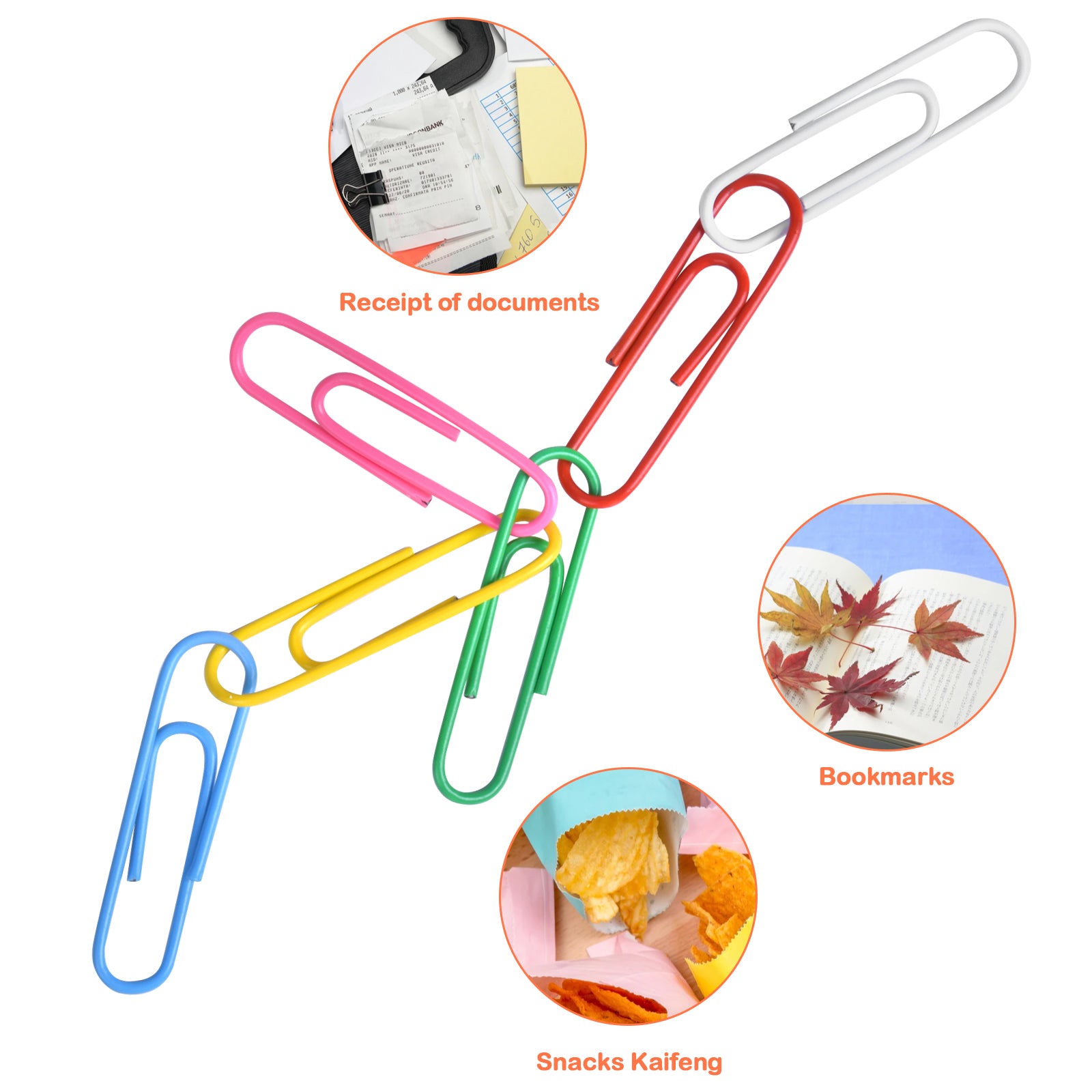 250pcs Coloured Paperclips Set 28mm Metal Coated in Plastic Box