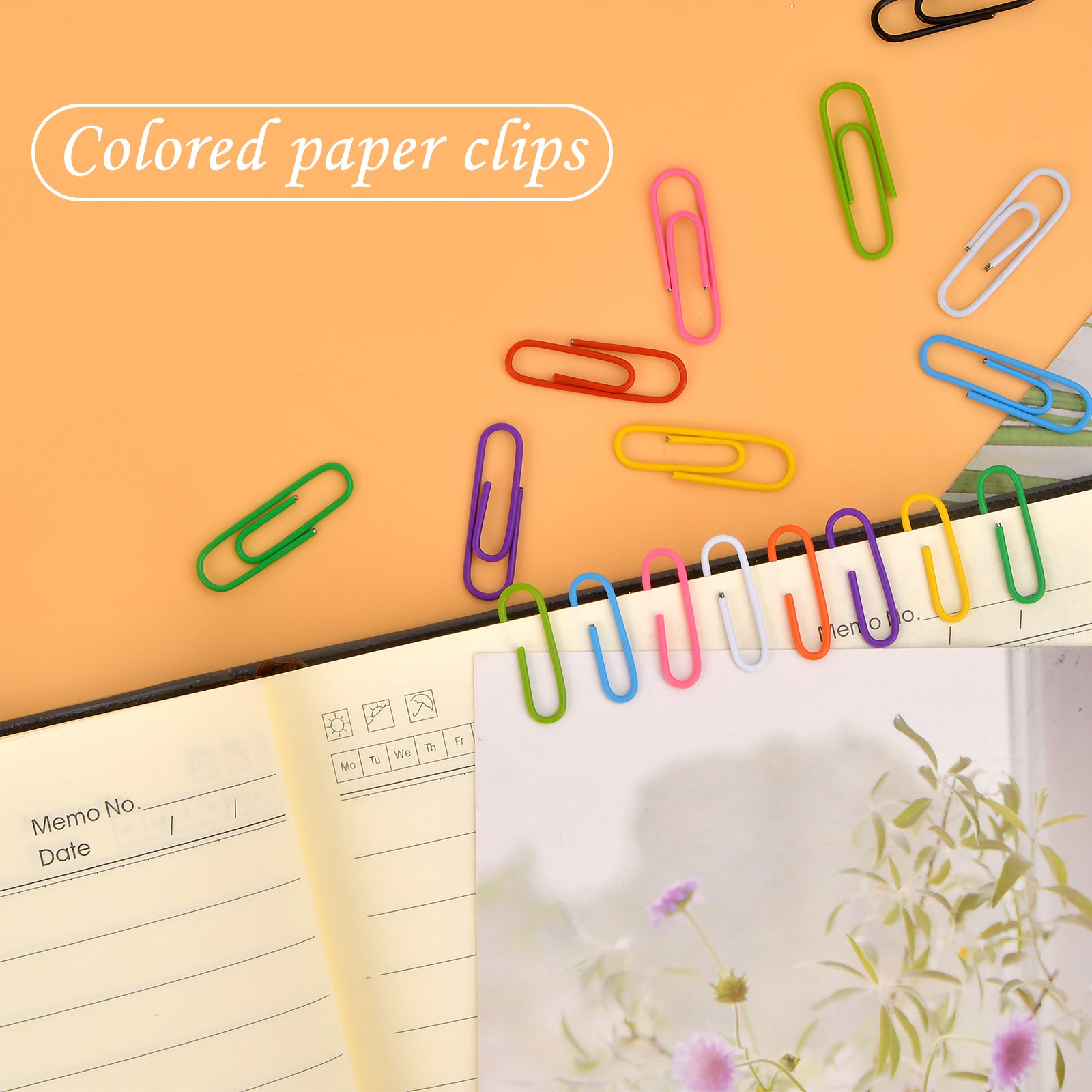 250pcs Coloured Paperclips Set 28mm Metal Coated in Plastic Box