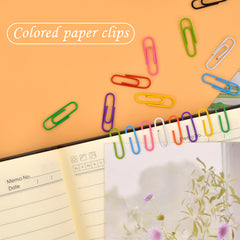250pcs Coloured Paperclips Set 28mm Metal Coated in Plastic Box
