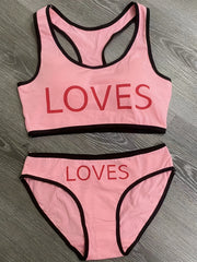 Letter Pattern Tank Bra & Panties Set