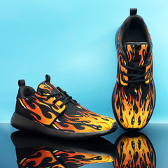 Men's Fire Print Walking Shoes Lightweight Athletic Sneaker for Outdoor Sports