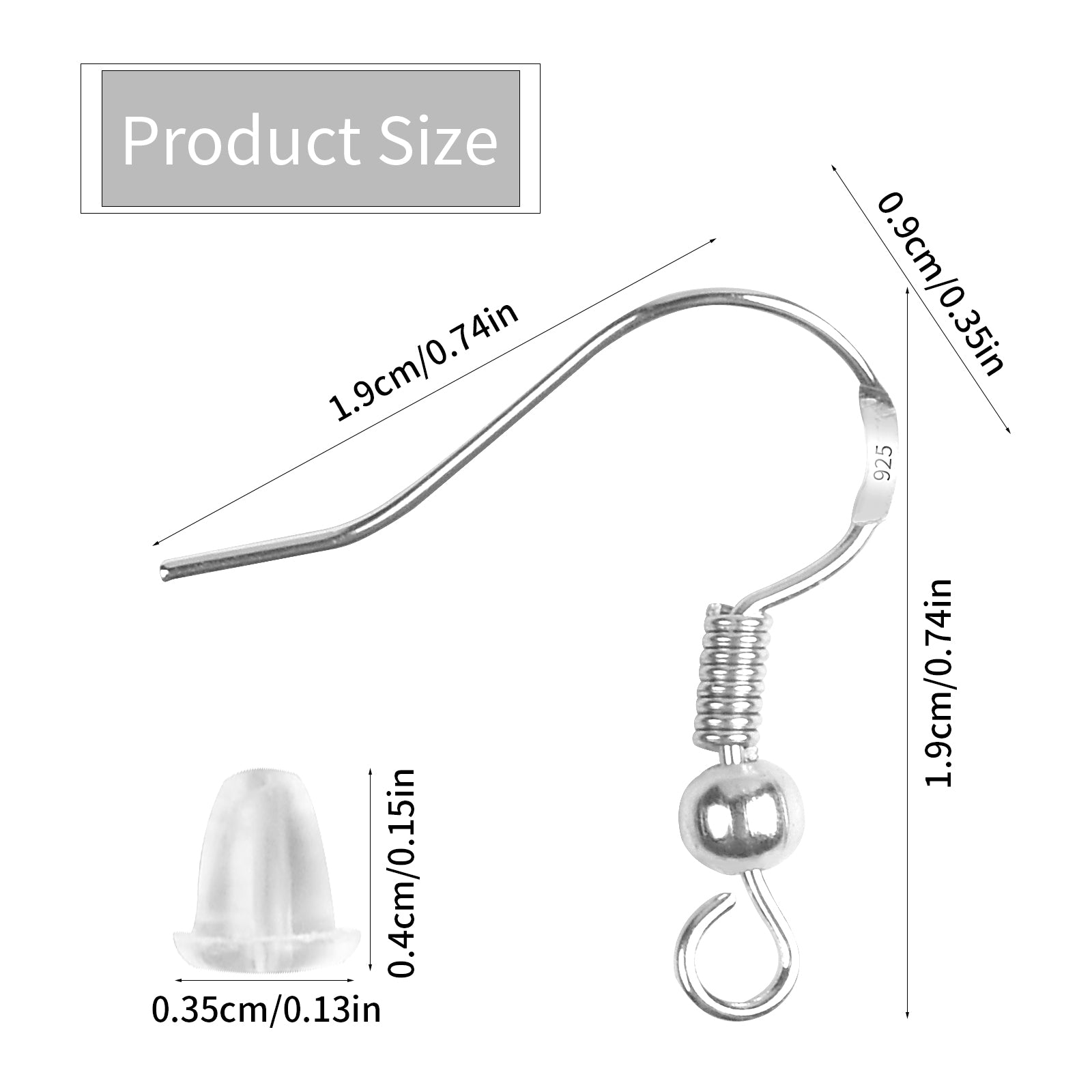 480PCS 925 Silver Ear Wires Fish Hooks Earring Kit with Earring Backs