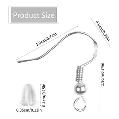 480PCS 925 Silver Ear Wires Fish Hooks Earring Kit with Earring Backs