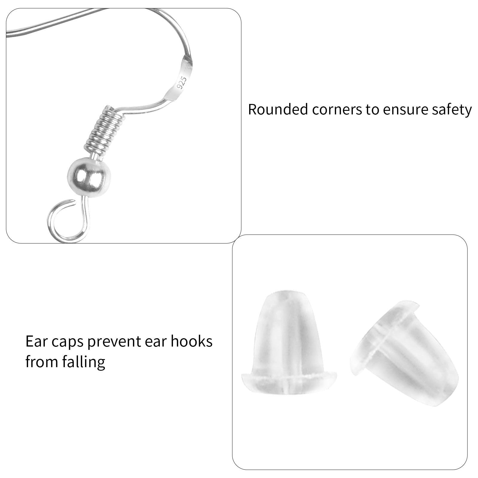 480PCS 925 Silver Ear Wires Fish Hooks Earring Kit with Earring Backs