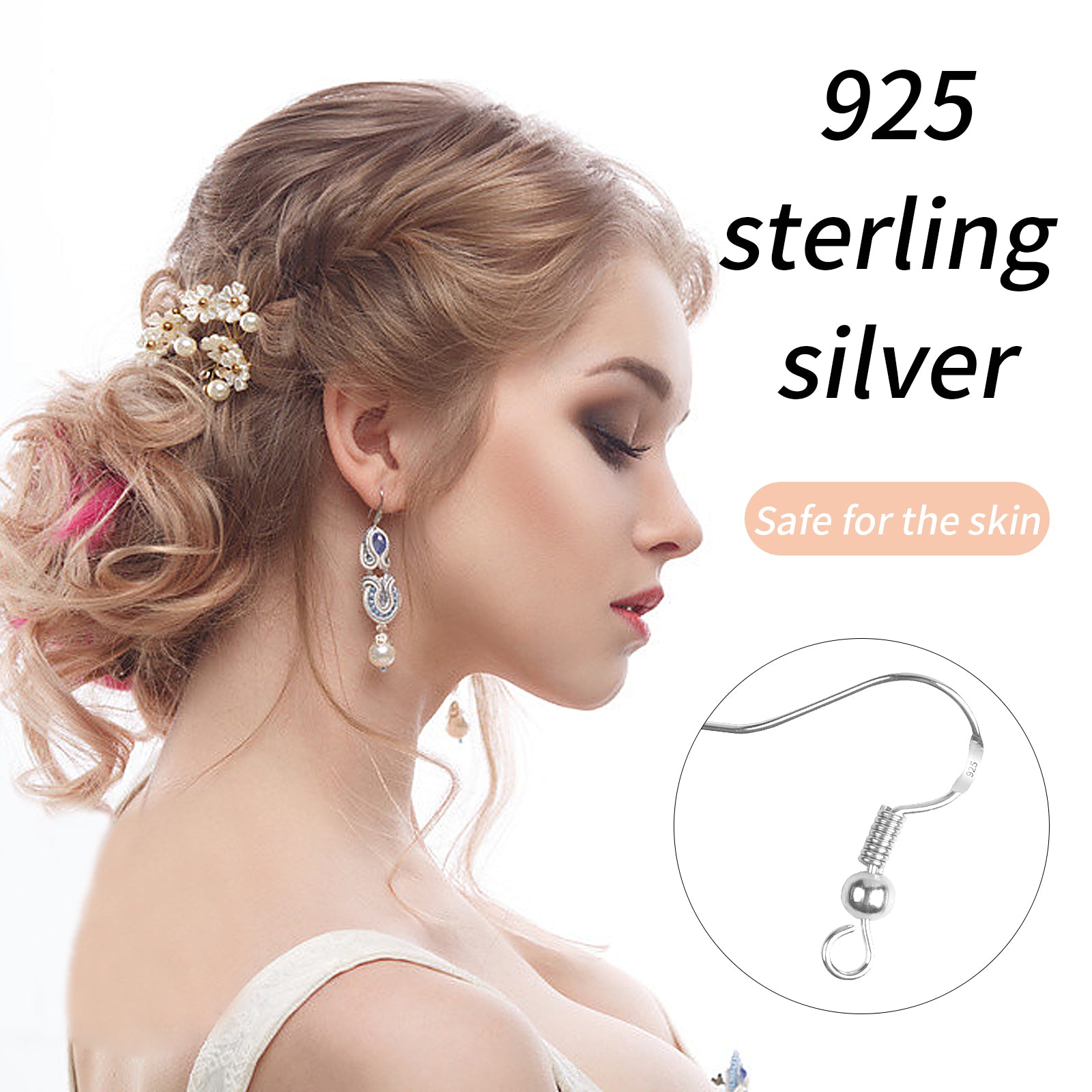 480PCS 925 Silver Ear Wires Fish Hooks Earring Kit with Earring Backs