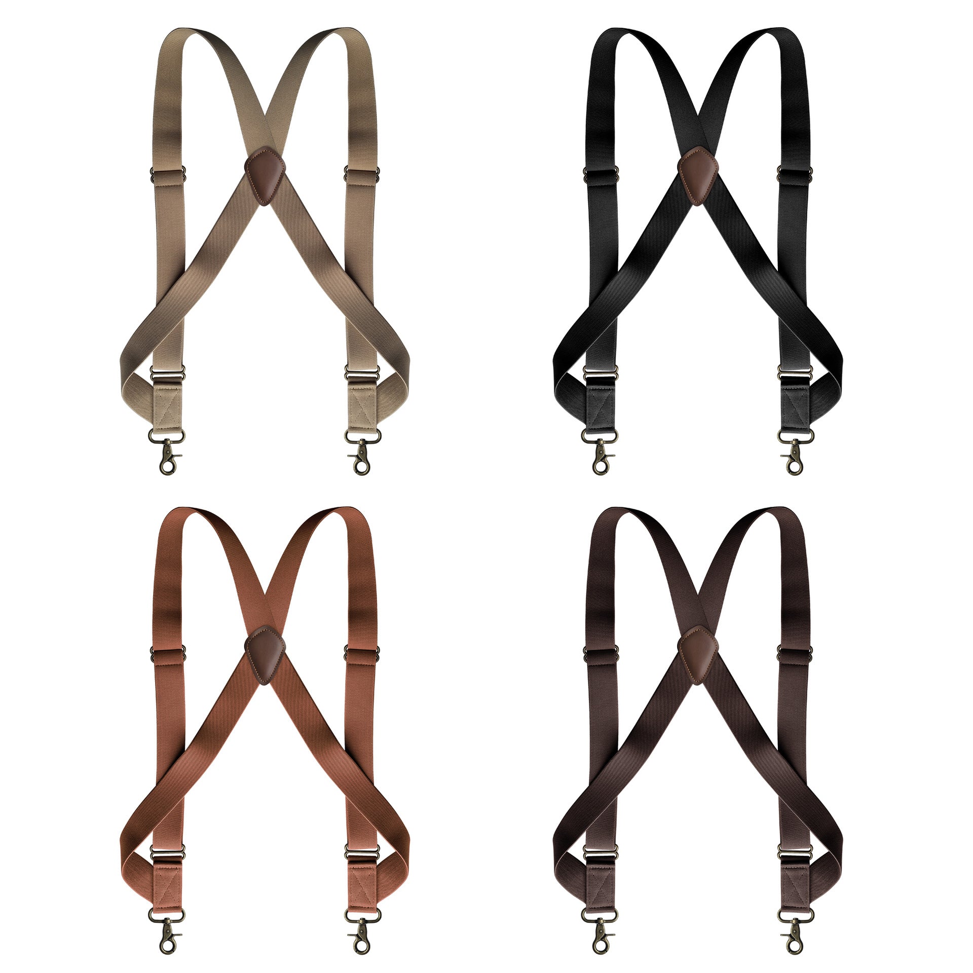 Men's Elastic Suspenders Side Clip Strap Bronze Hook Buckle