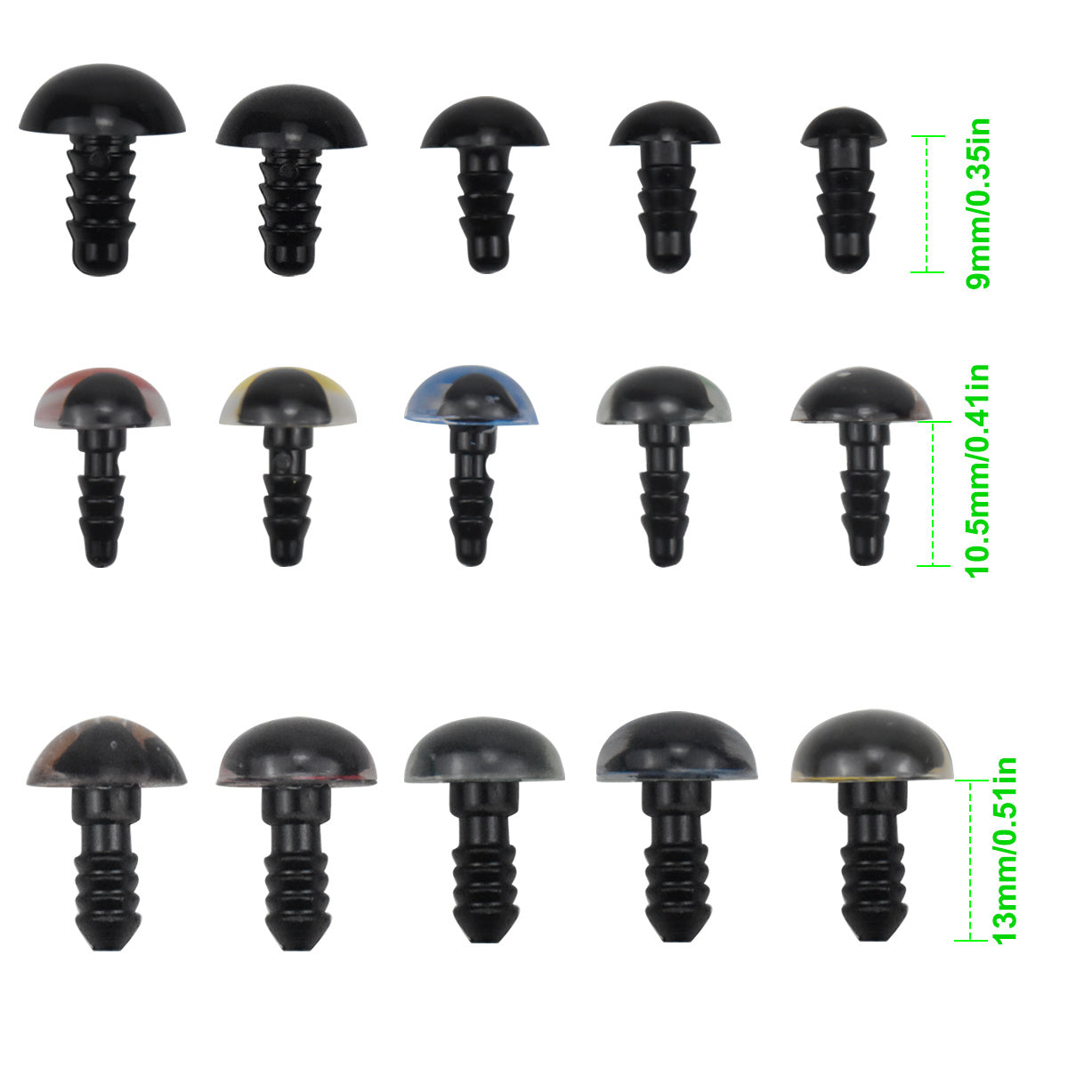 310pcs Colorful Plastic Safety Eyes for Doll Making - 6-12MM Size