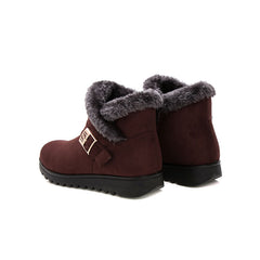 Women's Fleece Liner Ankle Snow Boots Thermal Comfortable Buckle Strap Non Slip