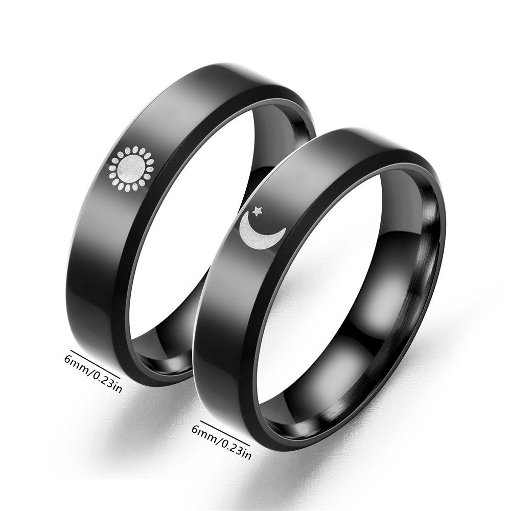 Moon Sun Couple Ring Stainless Steel Jewelry Wedding Ring