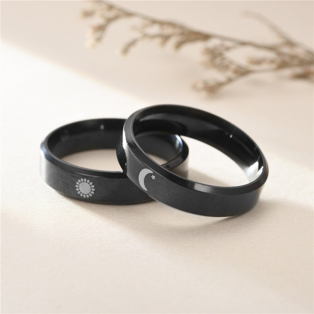 Moon Sun Couple Ring Stainless Steel Jewelry Wedding Ring