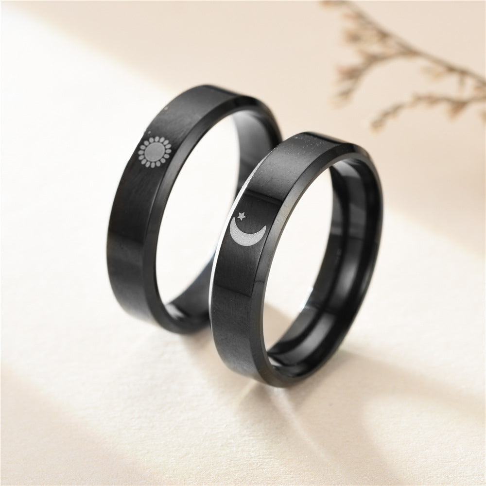 Moon Sun Couple Ring Stainless Steel Jewelry Wedding Ring