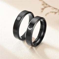 Moon Sun Couple Ring Stainless Steel Jewelry Wedding Ring