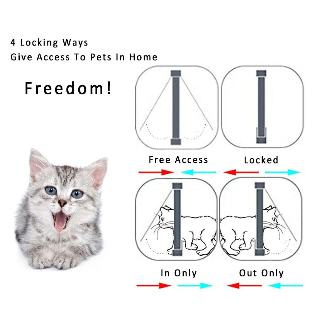 4 Way Locking Dog And Cat Flap Door - Secure Access For Pets