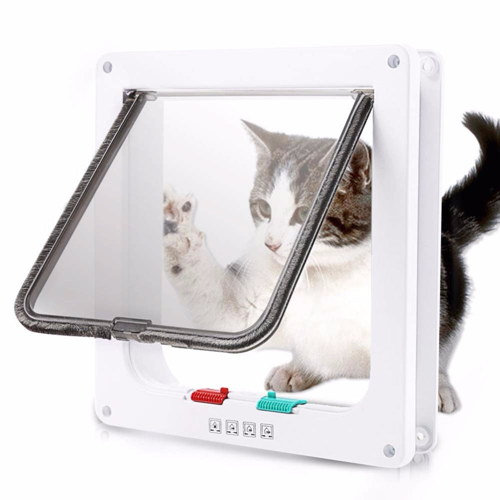 4 Way Locking Dog And Cat Flap Door - Secure Access For Pets