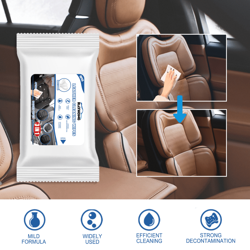Car Leather Cleaning Wipes Seat Interior Washing Remove Stains Wet Towel
