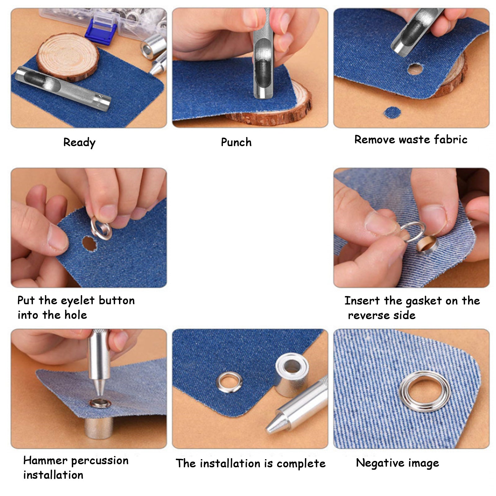 120pcs Grommet Kit with 3pcs Punch Tool - Tarpaulin Repair