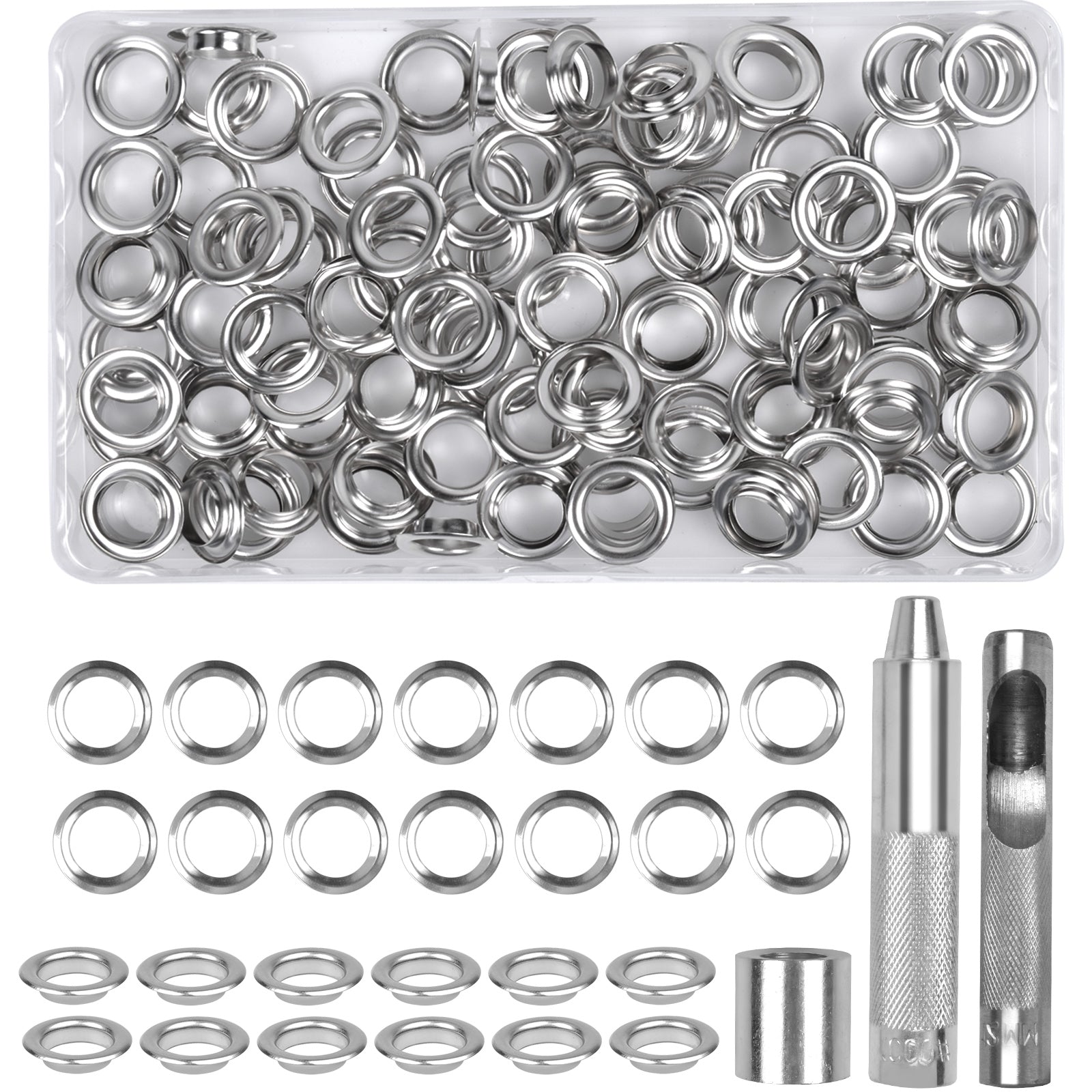 120pcs Grommet Kit with 3pcs Punch Tool - Tarpaulin Repair