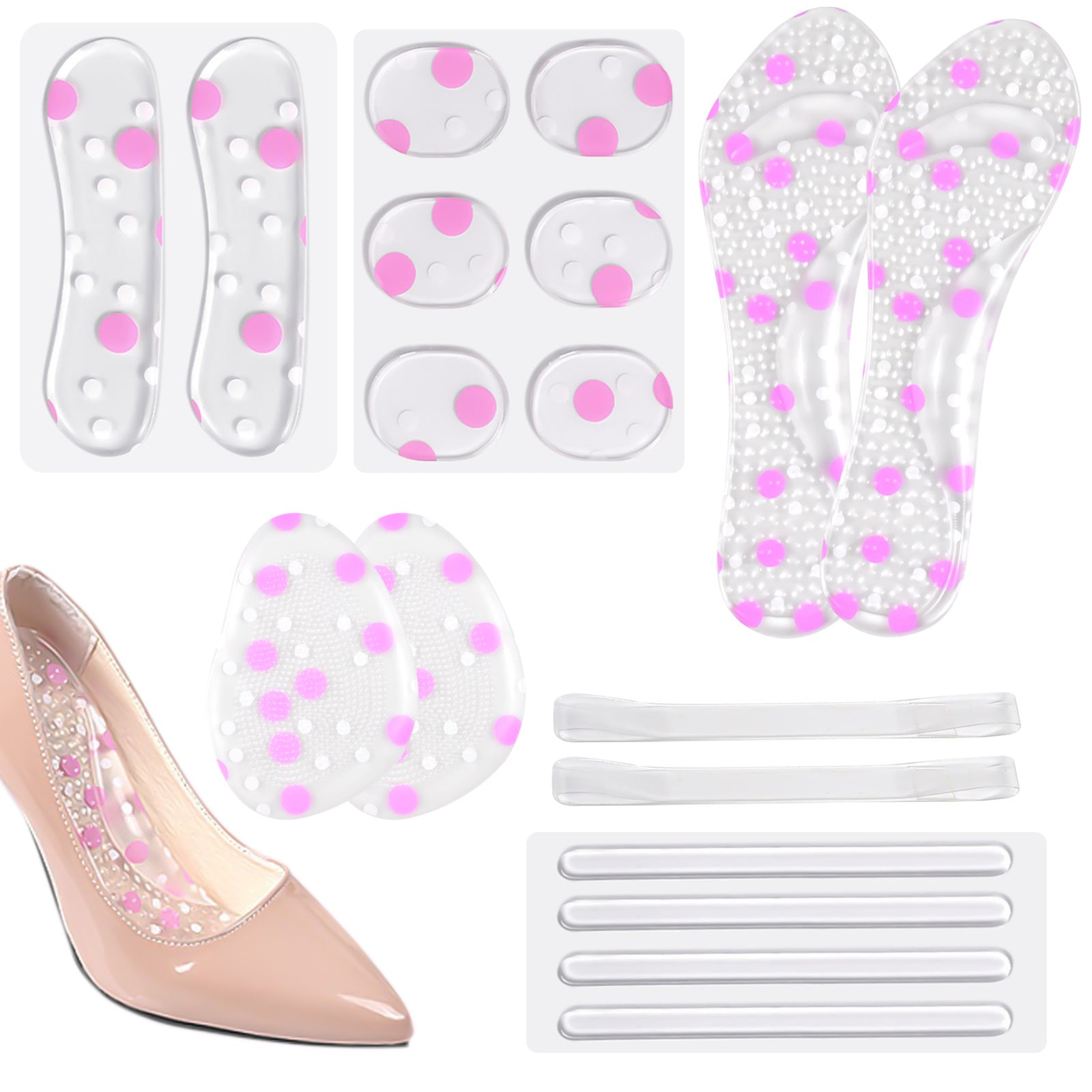 High Heel Pads Heel Cushion Anti Slip Gel Insoles Silicone Shoe Pad Women