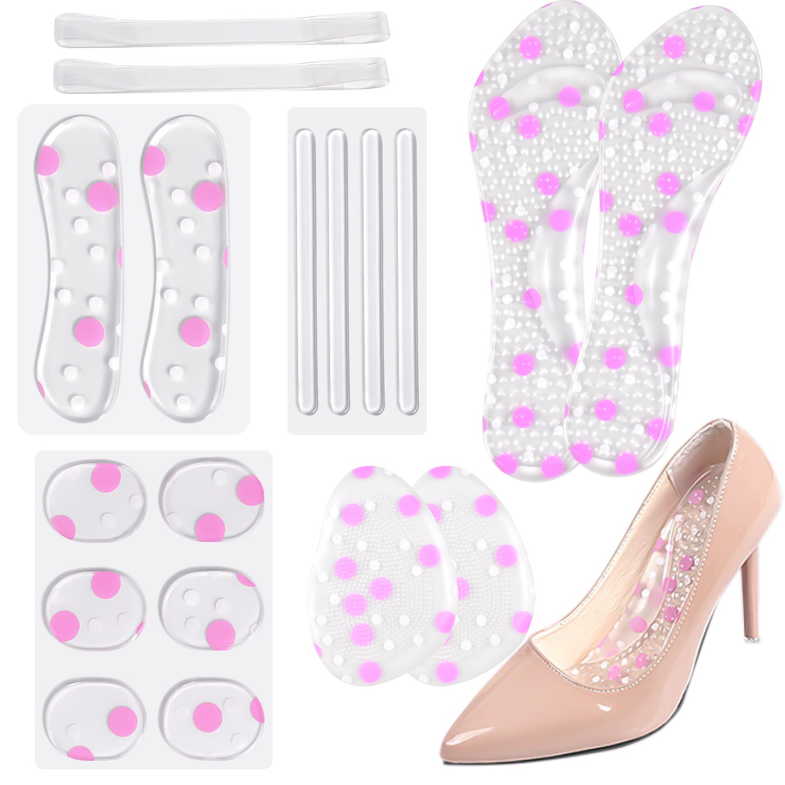 High Heel Pads Heel Cushion Anti Slip Gel Insoles Silicone Shoe Pad Women