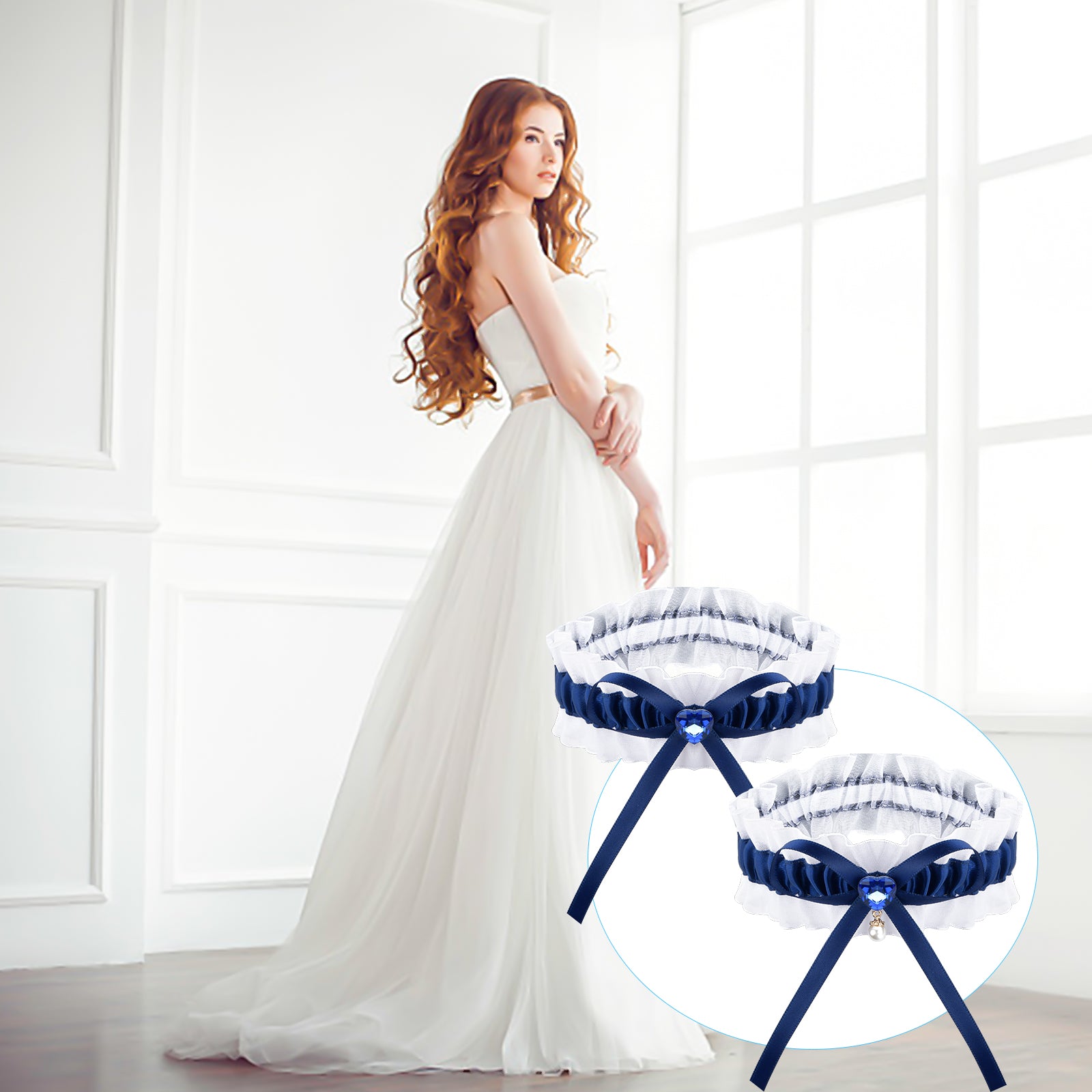 Royal Style Lace Garter with Bow & Heart Decor, Wedding Accessories