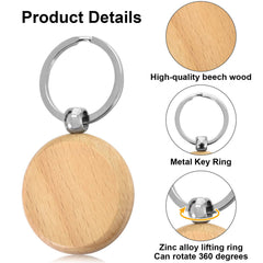12pcs Wooden Key Ring Blank DIY Bag Purse Pendant Decoration
