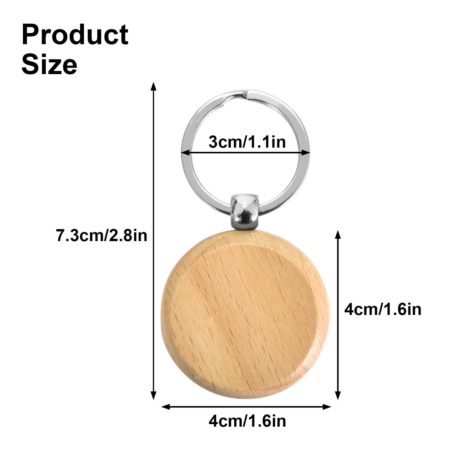 12pcs Wooden Key Ring Blank DIY Bag Purse Pendant Decoration