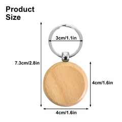 12pcs Wooden Key Ring Blank DIY Bag Purse Pendant Decoration