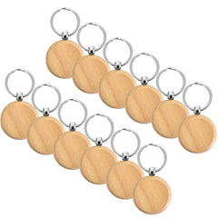 12pcs Wooden Key Ring Blank DIY Bag Purse Pendant Decoration