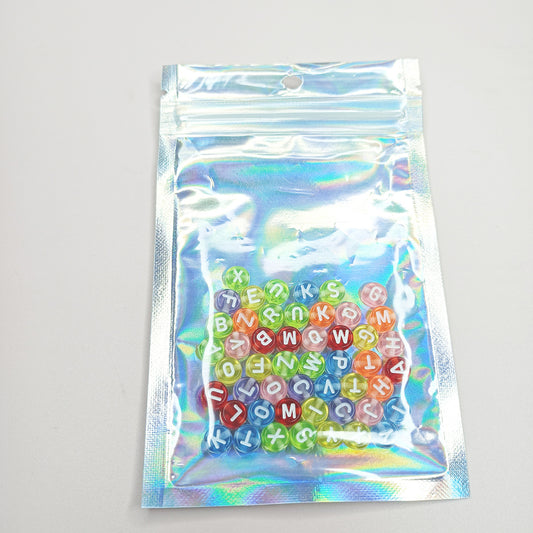 Colorful Transparent Round Alphabetic Letter Beads For Jewelry