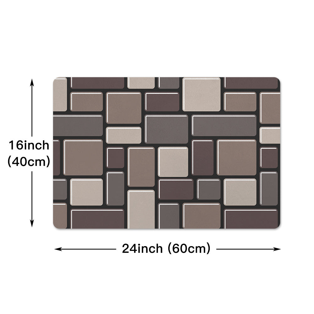 Non Slip Brown Brick Print Kitchen Rug Stain Resistant Indoor Doormat