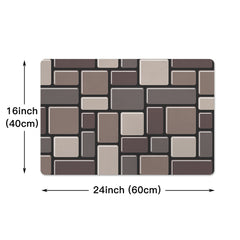 Non Slip Brown Brick Print Kitchen Rug Stain Resistant Indoor Doormat