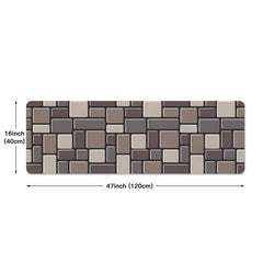 Non Slip Brown Brick Print Kitchen Rug Stain Resistant Indoor Doormat