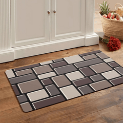Non Slip Brown Brick Print Kitchen Rug Stain Resistant Indoor Doormat