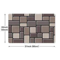 Non Slip Brown Brick Print Kitchen Rug Stain Resistant Indoor Doormat