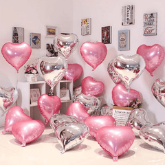 10pcs 18 Inch Silver Pink Aluminum Film Love Balloons for Gift/Party
