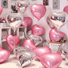 10pcs 18 Inch Silver Pink Aluminum Film Love Balloons for Gift/Party